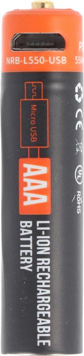 Image du produit AccuCell Pile ronde AAA, Li-ion, 1,5V, avec port de charge USB (1 pcs, AAA, 550 mAh, Chargeurs sans batterie)