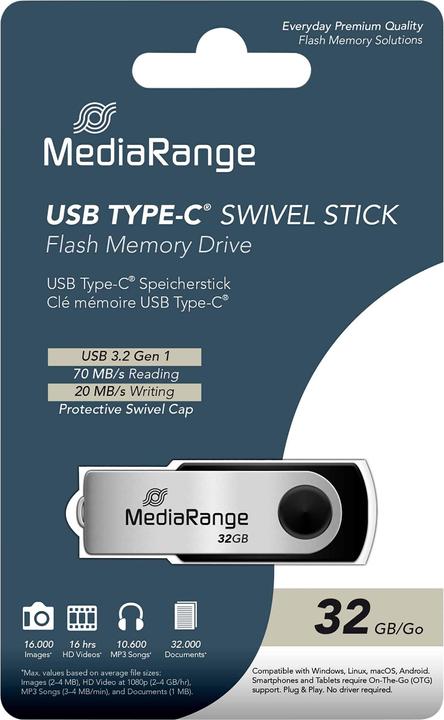 Image du produit MediaRange Swivel Stick (32 Go, USB 3.2)