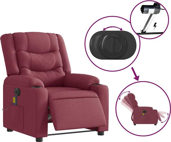 Produktbild VidaXL Massagesessel Elektrisch Weinrot Stoff