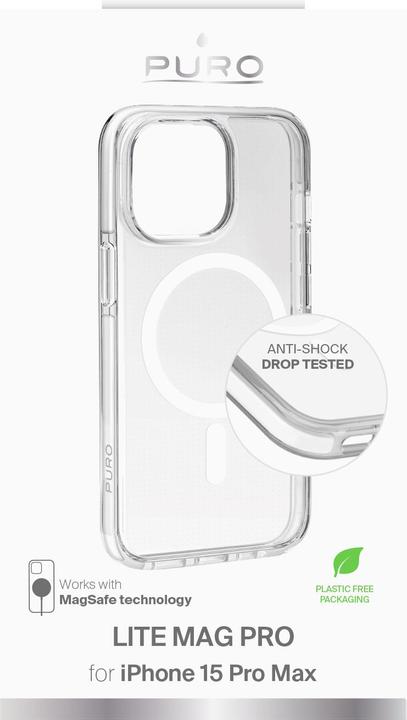 Actual product image Puro LITEMAG PRO iPhone 15 Pro Max 6.7" MagSafe przezroczysty/transparent PUIPC15P67LITEMPWHI (Apple iPhone 15 Pro Max)