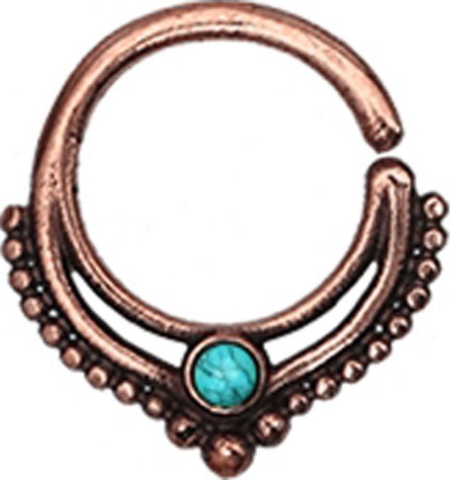 Produktbild Star Piercing Micro Piercing Ring rosegold Kugelrand mit Türkis Stein (ohne Messing, Bronze)