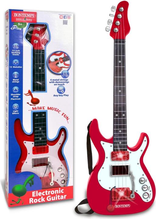 Produktbild Bontempi E-Gitarre Rot mit Gitarrengurt