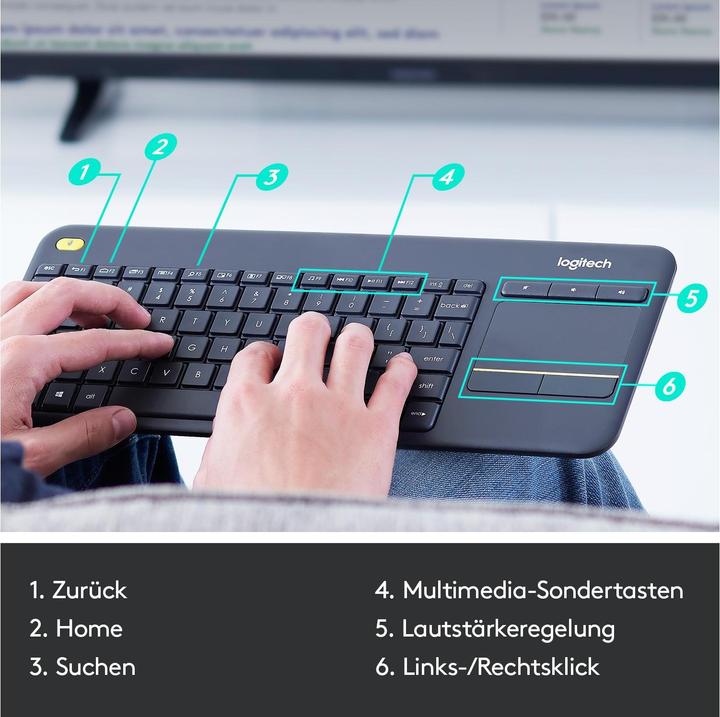 Immagine prodotto Logitech K400 Plus (Ing. Int., Senza fili)