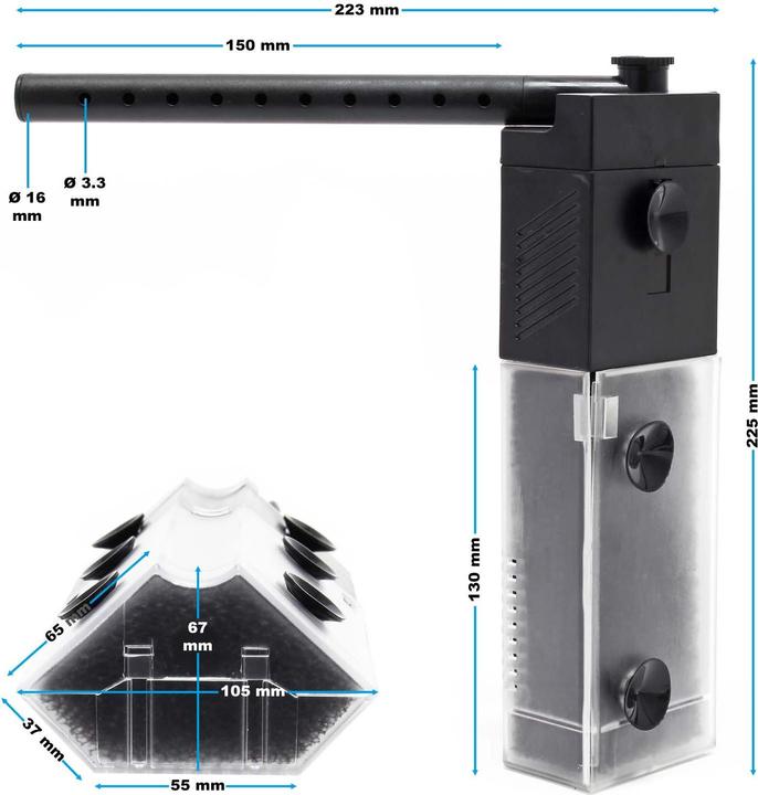 Immagine prodotto SunSun JP-094 Filtro interno acquario 650 l/h 7W filtro angolare XL pompa acquario fino a 80L (80 l, Filtri interni, Acqua dolce, Acqua salata)