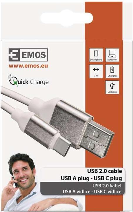 Actual product image Emos USB A — USB C (1 m, USB 2.0)