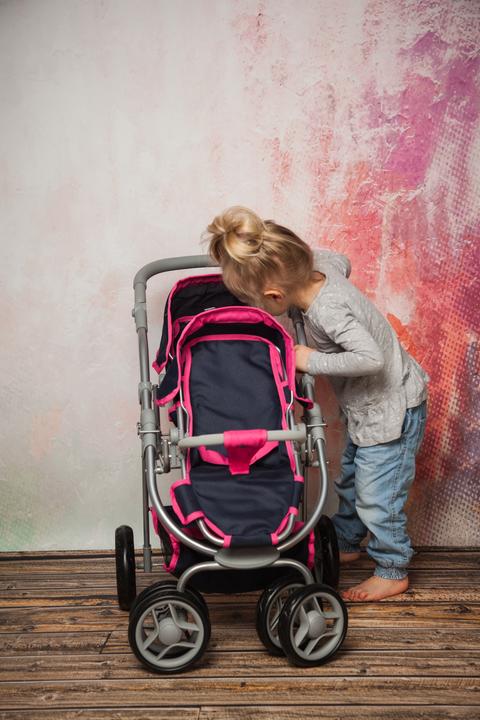 Produktbild Knorrtoys Zwillingspuppenwagen Milo - flying hearts blue pink