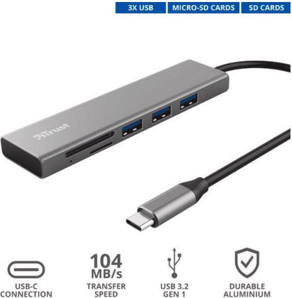 Image du produit Trust Hub Halyx 3 x USB 3.2 Gen 1 (USB-C, 3 Ports)