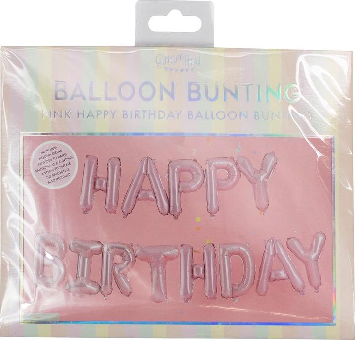 Produktbild Ginger Ray Ballongirlande "Happy Birthday" Pastellrosa