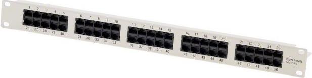 Image du produit Helos CAT 3 ISDN patch panel, 50 ports RJ45 jacks 8(4) non blindés (patch panel, unshielded)