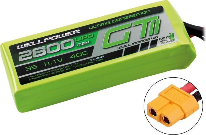 Productafbeelding Wellpower LIPO AKKU ULTIMA GT II 2800 mAh / 11,1 Volt 3S 40/80C CH5/8 XT-60 (11.10 V, 2800 mAh)