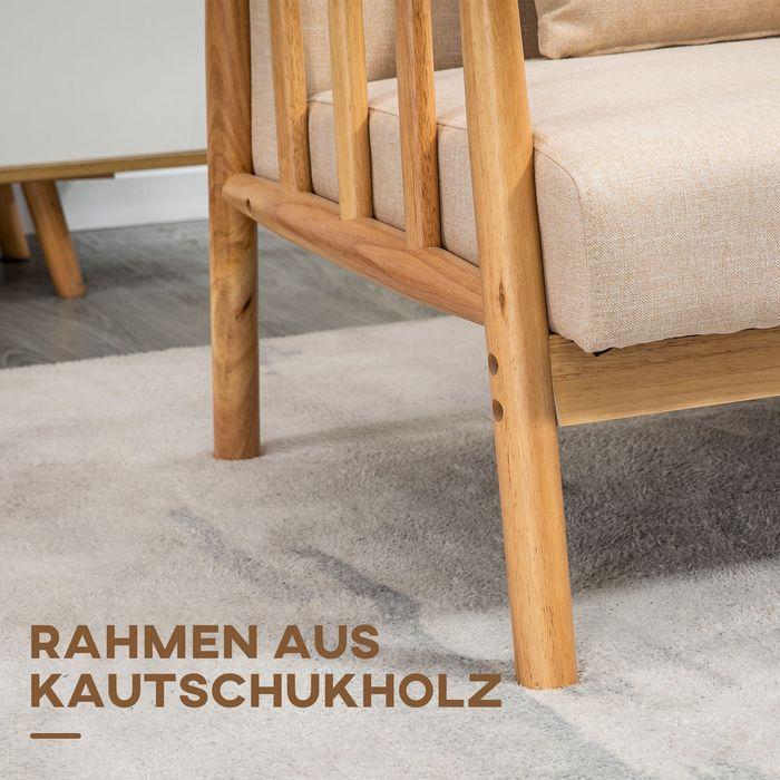 Produktbild Swisshandel24 2-Sitzer Sofa, Stoffbezug in Leinenoptik, kompakt, bis 200 kg, Holzrahmen, 123Lx69Bx74Hcm, Beige (2-Sitzer)