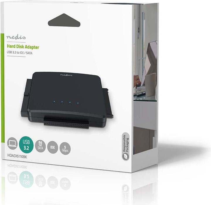 Immagine prodotto Nedis Adattatore per disco rigido | USB 3.2 Gen1 | 2,5 / 3,5 " | IDE + SATA | alimentazione di rete