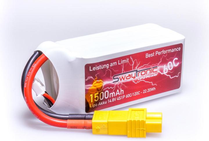 Actual product image Swaytronic SWAY-FPV LiPo 4S 14.8V 1500mAh 60C/120C EC3 (14.80 V, 1500 mAh)