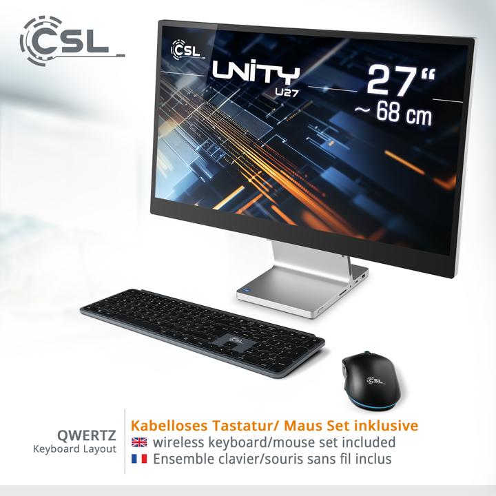 Image du produit CSL All-in-One-PC Unity U27 2000 Go 64 Go RAM Win 11 Pro (Intel Core i5-1235U, 64 Go, 2000 Go, Intel Iris Graphics)