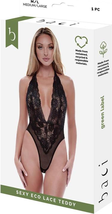 Produktbild Baci XGEN Sexy Eco Lace Teddy - Seductive Black Lace Teddy Lingerie - Size S/M (UK Size 8-10) (S/M)