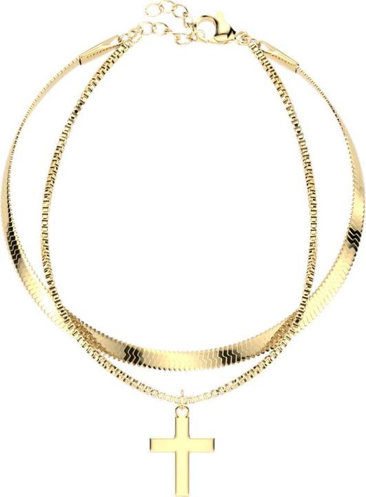 Image du produit Star Piercing Chaîne plaquée or serpent et boîte avec pendentif croix (Acier chirurgical 316L)