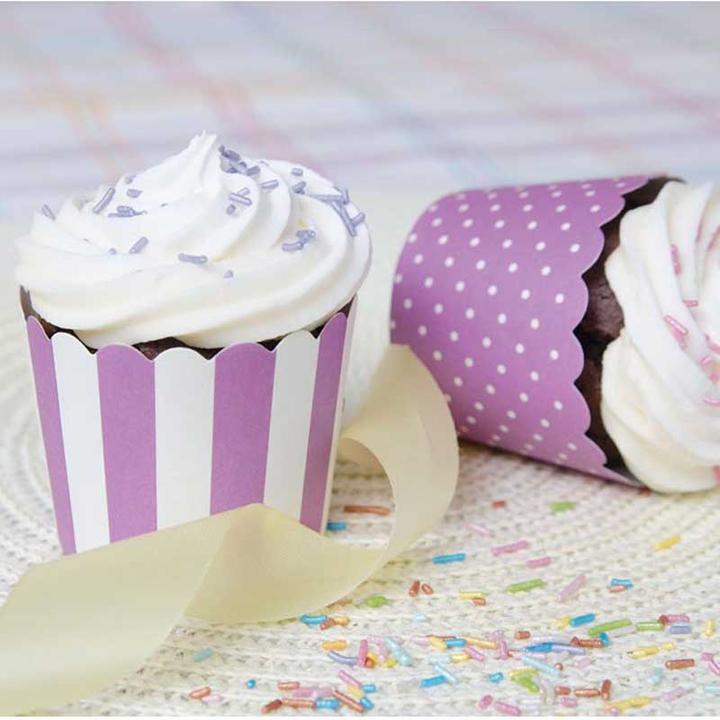 Immagine prodotto Städter Mini stampi per cupcake Lilla e Bianco (6 cm)