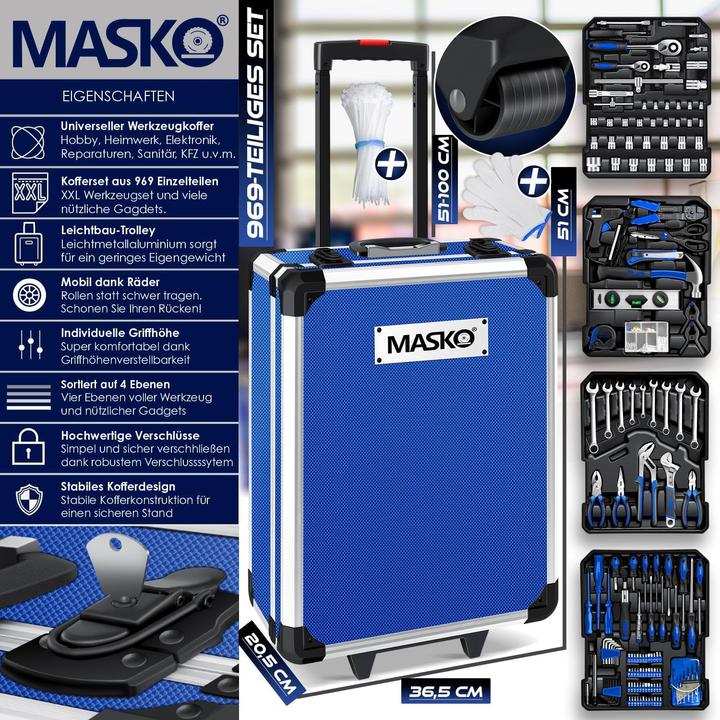 Produktbild Masko Werkzeugkoffer mit Rollen (969 Teile)