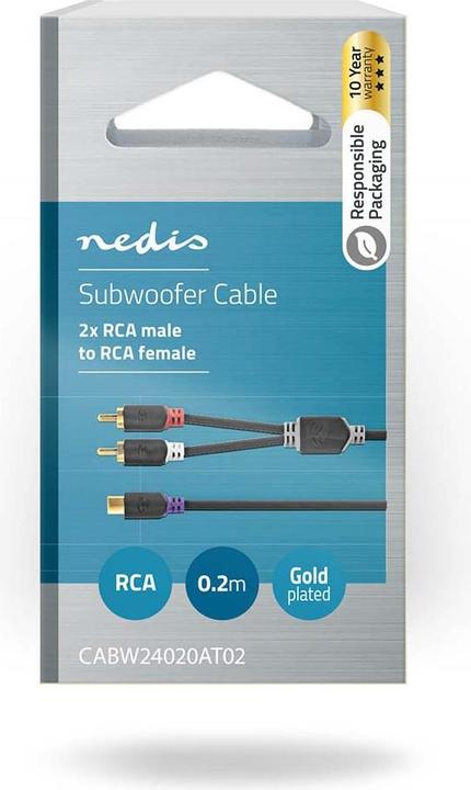 Produktbild Nedis Subwoofer-Kabel 2 x Cinch-Stecker - Cinch-Buchse 0,2 m (0.20 m, Cinch)