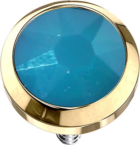 Image du produit Star Piercing Dermal Anchor doré avec opale bleue (sans laiton, Acier chirurgical 316L)