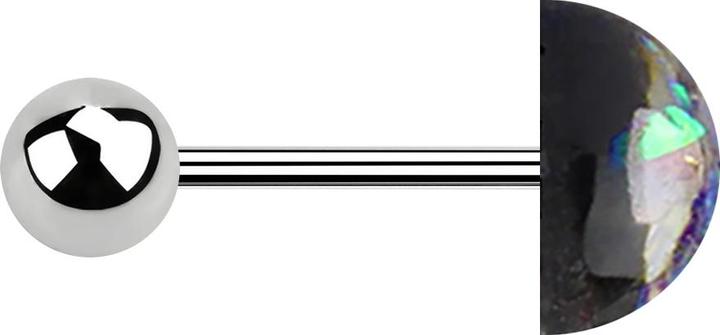 Actual product image Star Piercing Micro Barbell silber mit Kugel und glitter Kuppel dunkelgrün (Surgical steel 316L, without brass, Acrylic)