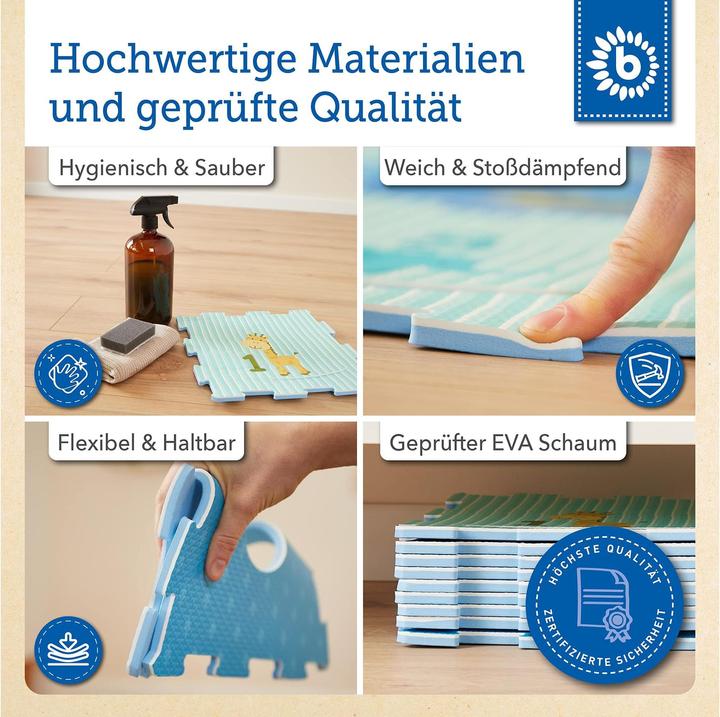 Produktbild Bieco Puzzlematte Tiere Blau, 18-teilig (30 x 30 x 90 cm)