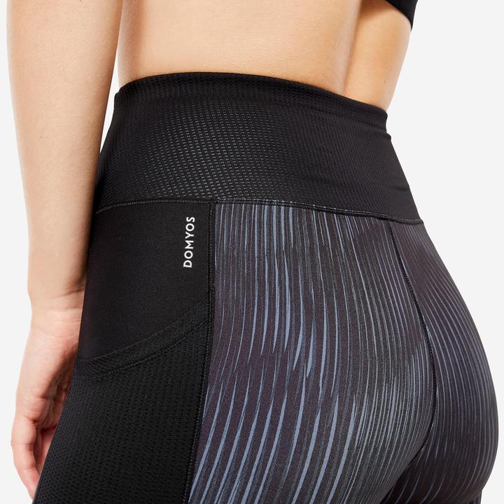 Produktbild Domyos Leggings Damen mit Smartphonetasche - FTI 120 grau/schwarz bedruckt (M)