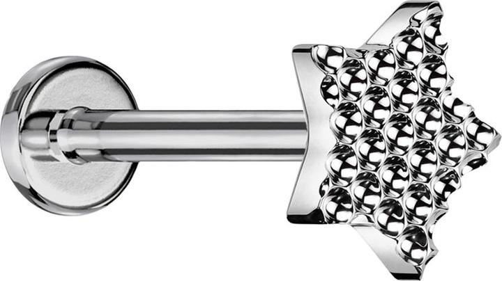 Immagine prodotto Star Piercing Micro Labret filo interno argento stella taglio diamante punteggiata argento (senza ottone, Titanio G23)
