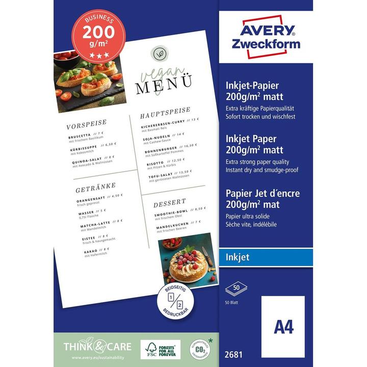 Produktbild Avery Business Inkjet Papier (200 g/m², A4, 50 x)