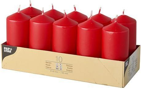Immagine prodotto Papstar Candele a colonna, 40 mm, rosso, confezione da 10 Diametro: 40 mm, Altezza: 90 mm, Tempo di (10 pz.)