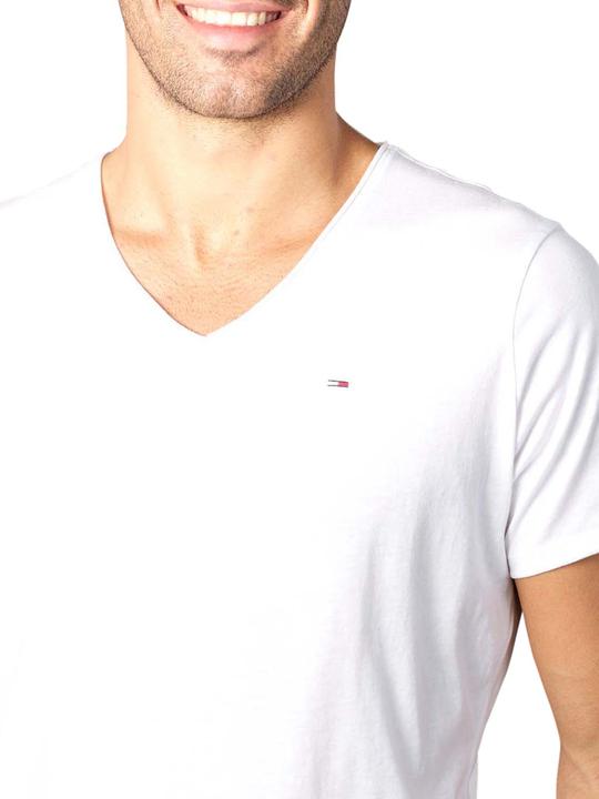 Actual product image Tommy Hilfiger Tommy Jeans T-Shirt Slim Jaspe V Neck whte (S)
