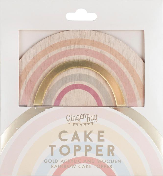 Image du produit Ginger Ray Cake Topper Arc-en-ciel Happy Everything en bois
