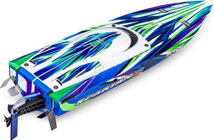 Actual product image Traxxas BOAT SPARTAN SR 1037mm 1:10 EP RTR GREEN TQi 2.4GHz WITHOUT charger and WITHOUT battery