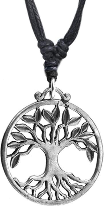 Star Piercing Halskette schwarz Anhänger silber Baum des Lebens (Messing)
