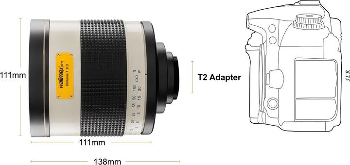 Image du produit Walimex 800/8,0 DSLR Miroir Sony E (Sony E, Plein format)