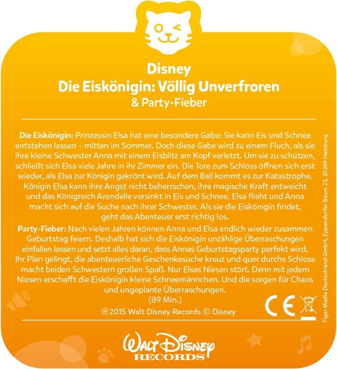 Produktbild Tigermedia tigercard - Disney Die Eiskönigin - Mit Extra-Hörspiel Special- Edition mit "Party-Fieber"