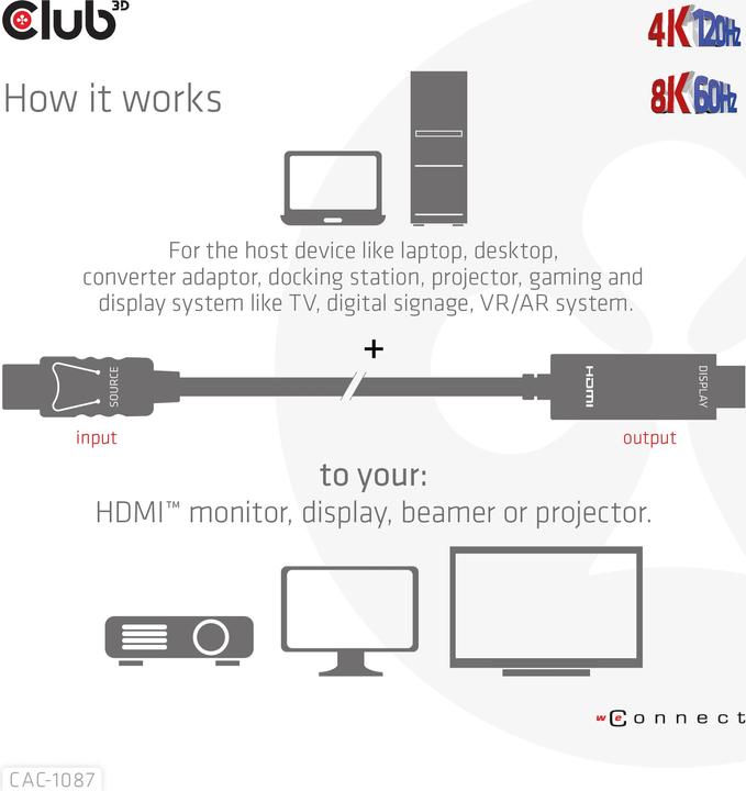 Actual product image Club 3D HDMI (Typ A) — DisplayPort (3 m, DisplayPort)