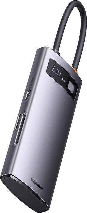 Produktbild Baseus Metal Gleam Series 6-in-1 Multifunctional Type-C HUB Docking Station Gray Type-C to USB3.0*3+PD*1+S (USB-C, 6 Ports)
