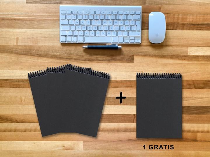 Immagine prodotto A 5 block notes - set, 3+1 libero, Lusso 80 pagine NERO ONYX GLITTER-OPTICS, quadrato 10x10mm (A5, Quadretti)