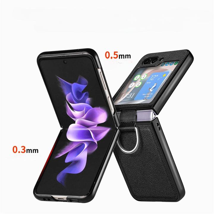 Image du produit Cover-Discount Galaxy Z Flip5 - Étui hybride avec support pour anneau marron (Samsung Galaxy Z Flip5)