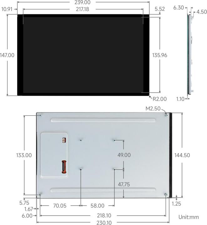 Immagine prodotto WaveShare 10.1inch DSI Capacitive Touch Display, 800×1280