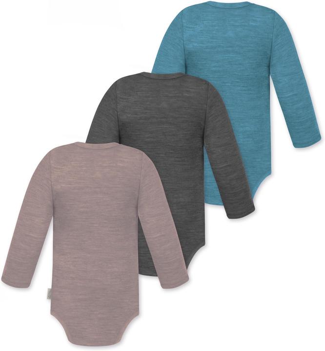 Actual product image Normani 3-pack baby merino long-sleeved body "Tuai" - 9403 (92)