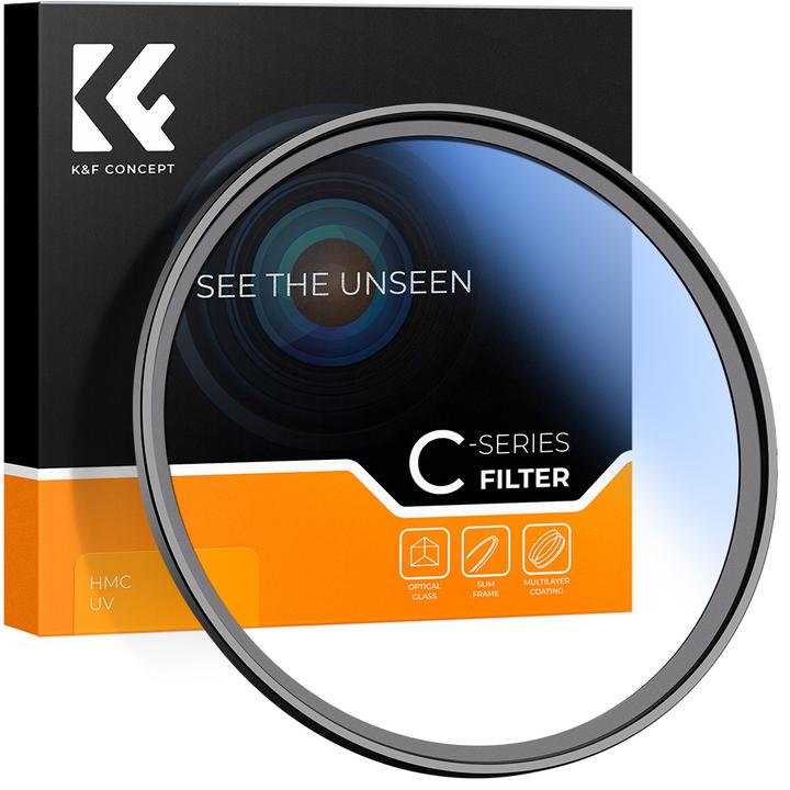 Image du produit K&F Concept Filtre anti-UV 77MM MC Slim Frame avec 18 couches bleues multicouches (Série C) (Filtre UV)