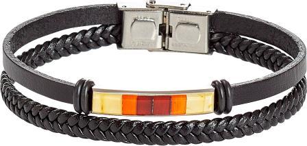 Immagine prodotto PranaHaus Bracciale in pelle color ambra, intrecciato