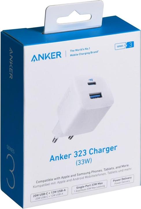 Immagine prodotto Anker 323 Caricabatterie a doppia porta da 33W, spina UE (33 W)
