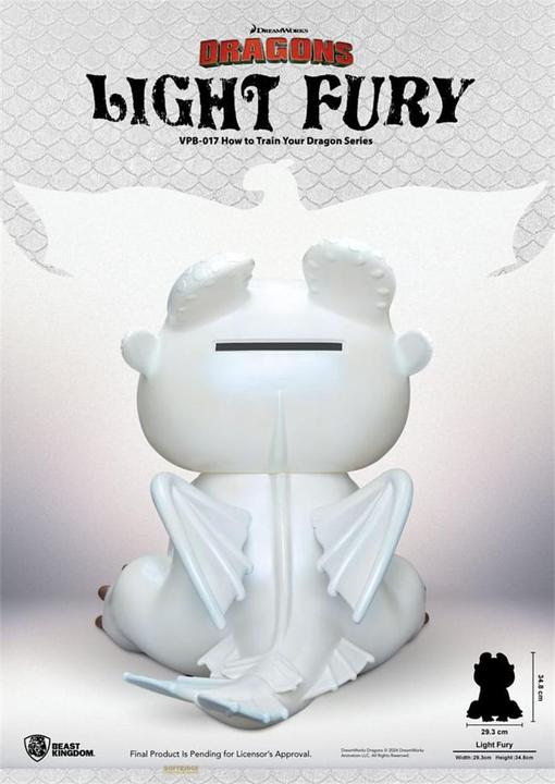 Actual product image Beast Kingdom Dragon Taming Made Easy Functional Figure Money Box Light Fury 35 cm (35 cm)