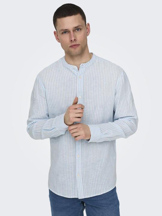 Actual product image Only & Sons Onscaiden Ls Mao Stripe Linen Shirt Noos Shirt (XXL)
