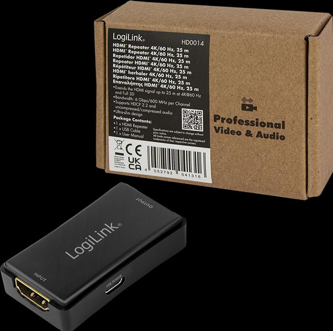 Produktbild LogiLink 4K HDMI Repeater, 25 m