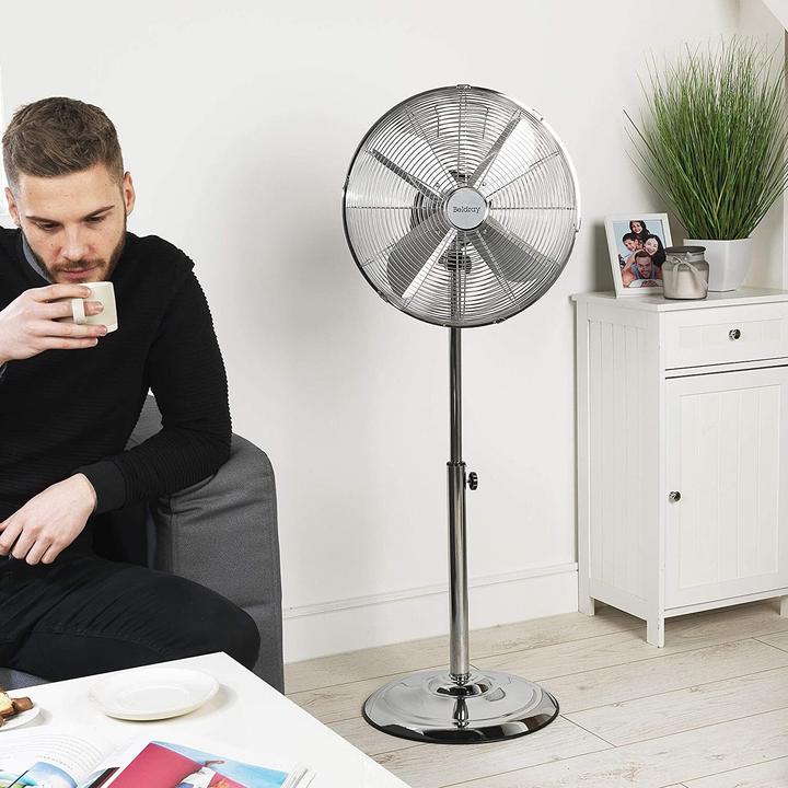 Actual product image Beldray EH3263VDE chrome pedestal fan