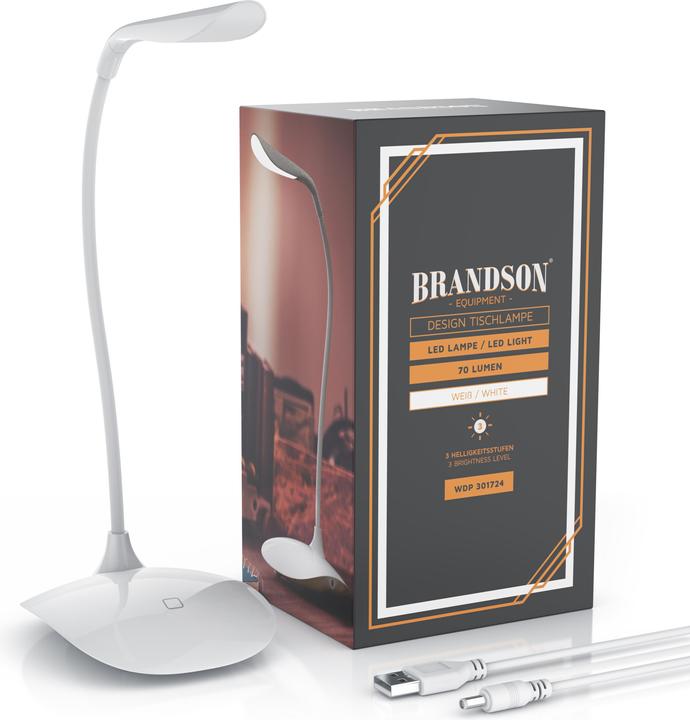 Produktbild Brandson USB Lampe, LED Schreibtischlampe, LED Tischlampe Tischleuchte Nachttischlampe, 3 Helligkeitsstufen (70 lm)